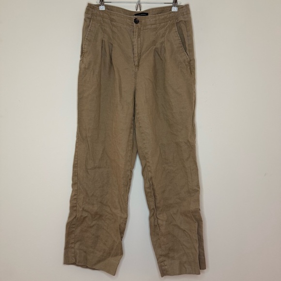 BANANA REPUBLIC 100% Linen Pleated Trousers in Iced Latte - Picture 1 of 9